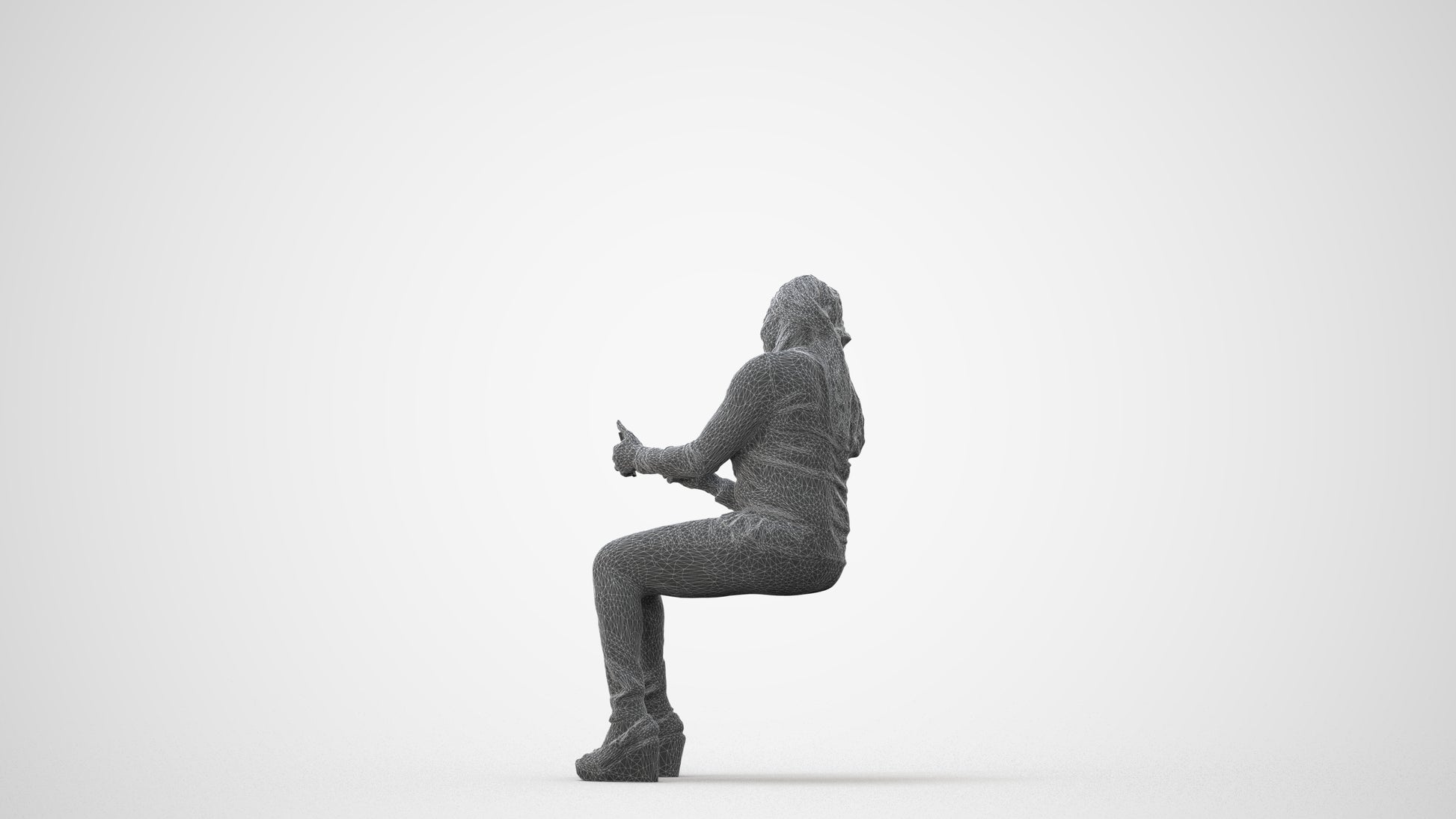 scanned 3D woman casual sitting, photogrammetry people for Enscape and V-Ray, square thumbnail