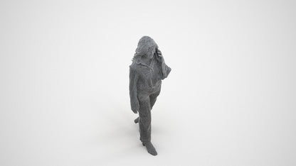 3D human model woman business, photogrammetry scanned person for archviz, wireframe three-quarter view