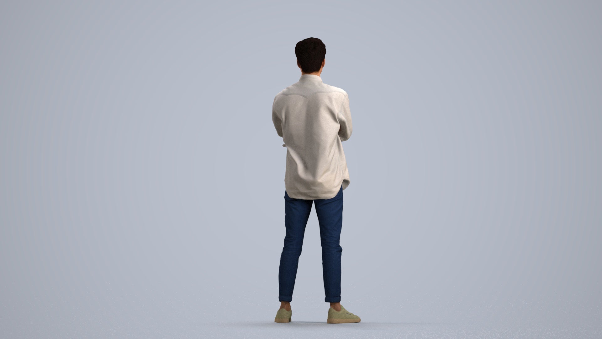 3D people model man casual standing, scanned human for 3ds Max rendering, front view render