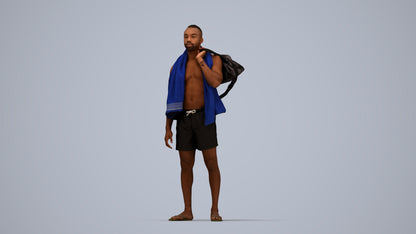 realistic 3D human man sport, archviz people FBX OBJ for Blender, top-down view render