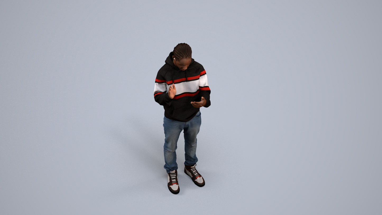 realistic 3D people boy casual kids, render-ready for V-Ray and Corona, FBX OBJ, back view render