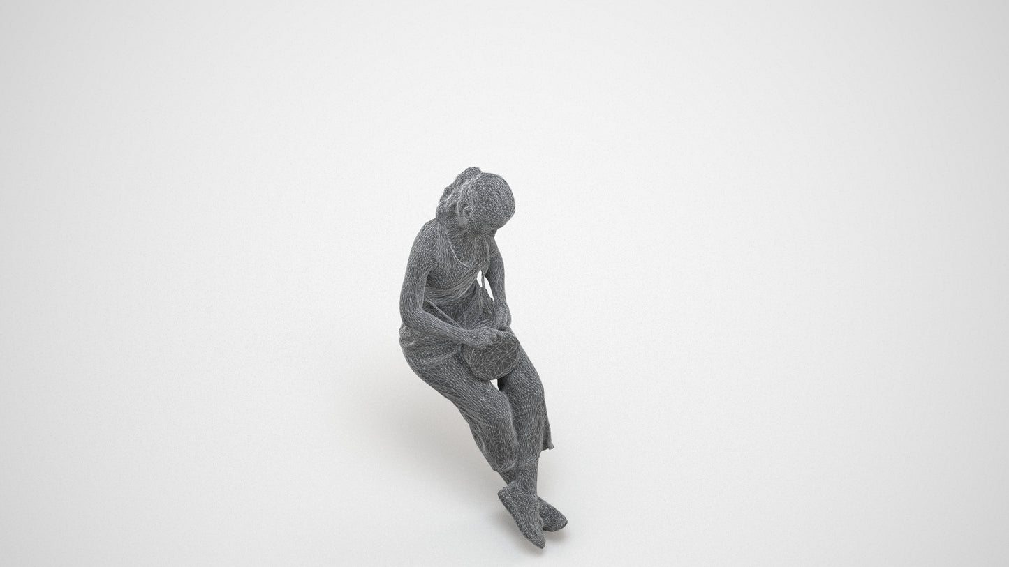 photogrammetry 3D girl casual kids, realistic human model archviz FBX, wireframe three-quarter view