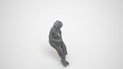photogrammetry 3D girl casual kids, realistic human model archviz FBX, wireframe three-quarter view