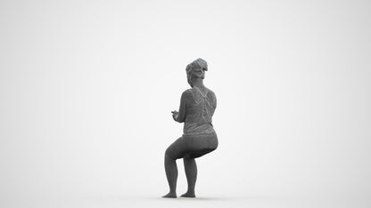 photogrammetry 3D woman sport, realistic human model archviz FBX, wireframe front view