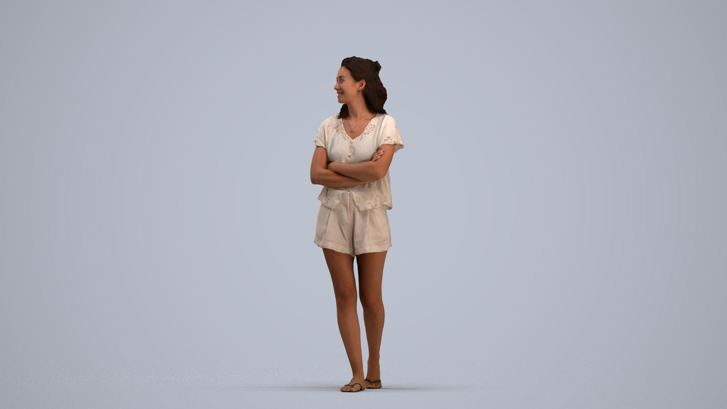 3D people model woman casual walking, scanned human for 3ds Max rendering, standing pose render