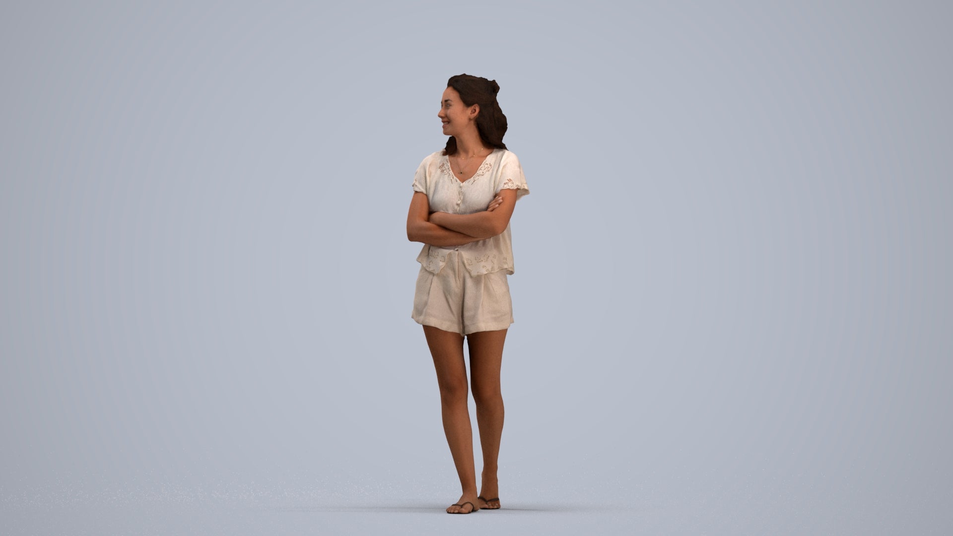 3D people model woman casual walking, scanned human for 3ds Max rendering, standing pose render