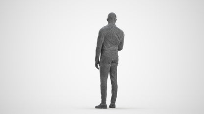 photogrammetry 3D man business standing, realistic human model archviz FBX, wireframe front view