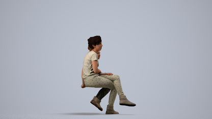 realistic 3D people girl kids, render-ready for V-Ray and Corona, FBX OBJ, side view render