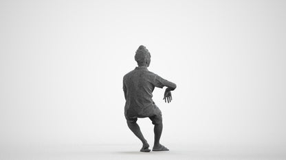 3D people model man casual sitting, scanned human for 3ds Max rendering, wireframe front view