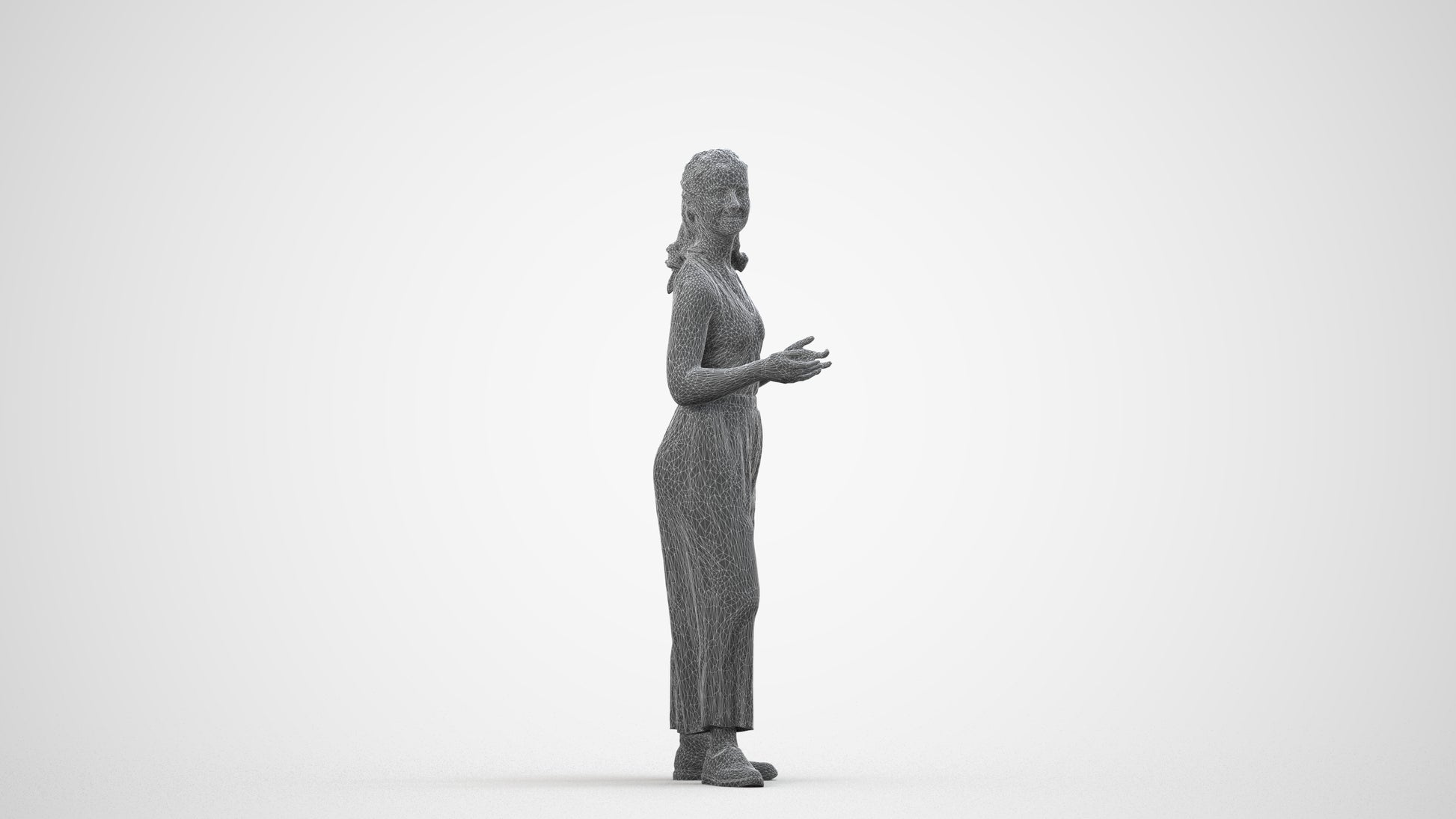 realistic 3D people girl casual kids, render-ready for V-Ray and Corona, FBX OBJ, wireframe side view