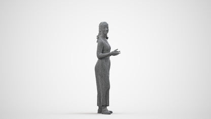 realistic 3D people girl casual kids, render-ready for V-Ray and Corona, FBX OBJ, wireframe side view