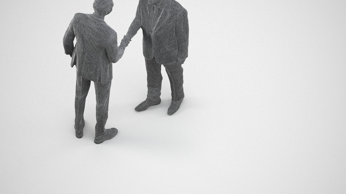 scanned 3D man business, photogrammetry people for Enscape and V-Ray, wireframe three-quarter view