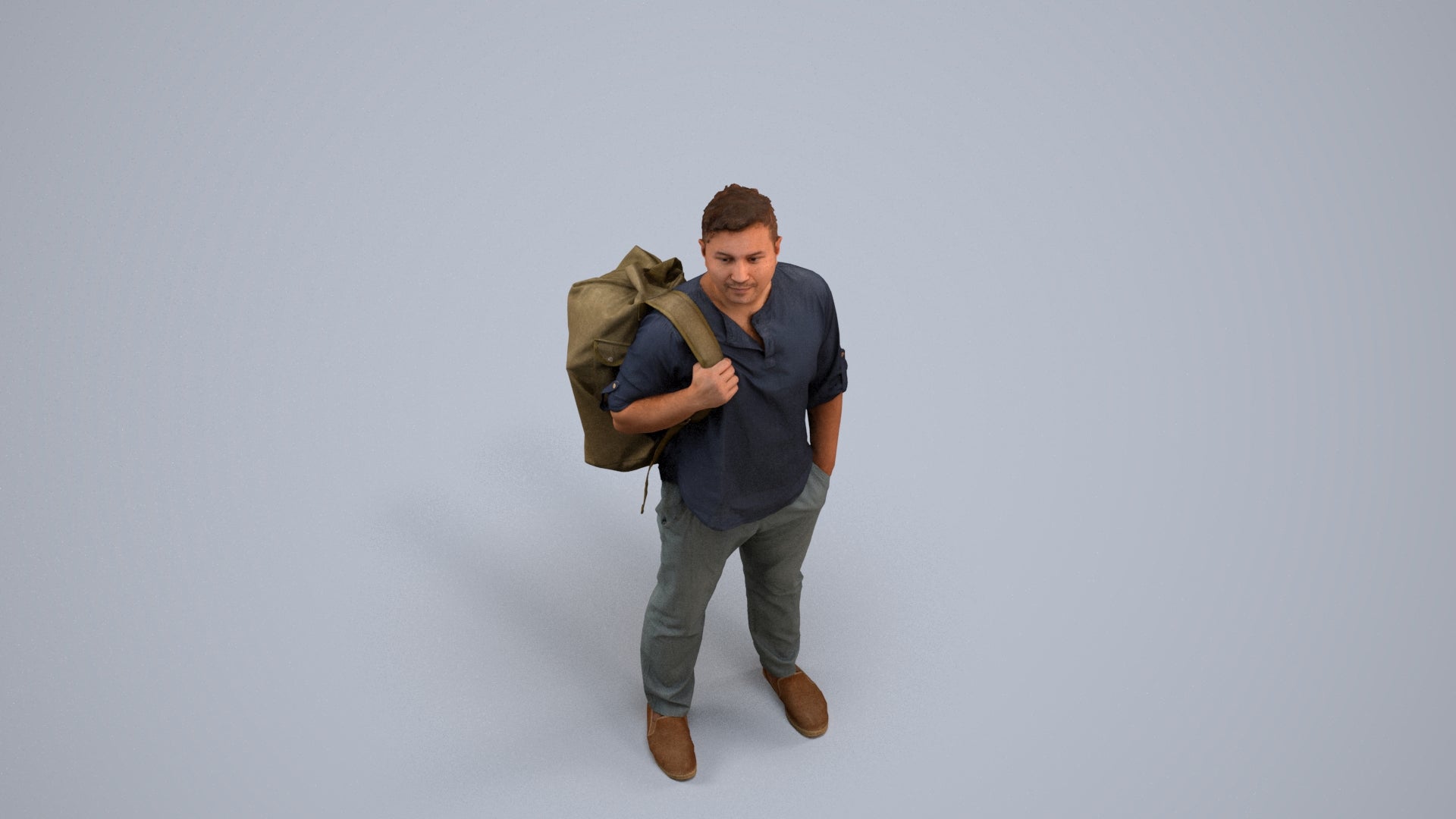 realistic 3D people man casual standing, render-ready for V-Ray and Corona, FBX OBJ, back view render