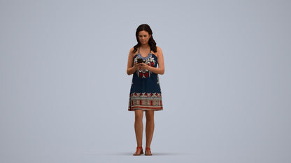 scanned 3D woman casual pool, photogrammetry people for Enscape and V-Ray, standing pose render