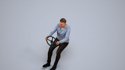 3D people model man business driving, scanned human for 3ds Max rendering, back view render