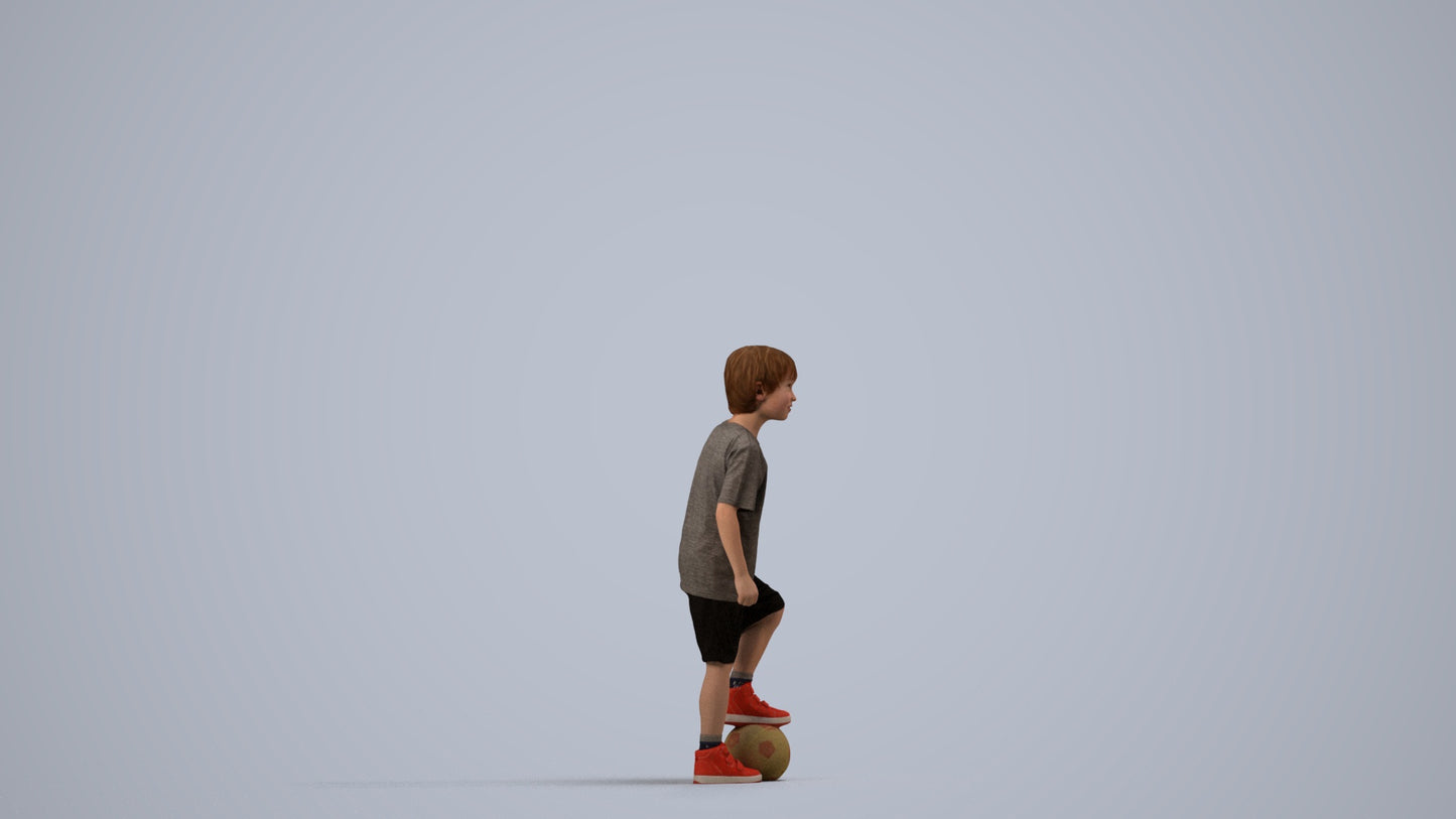 photogrammetry 3D boy casual kids, realistic human model archviz FBX, side view render