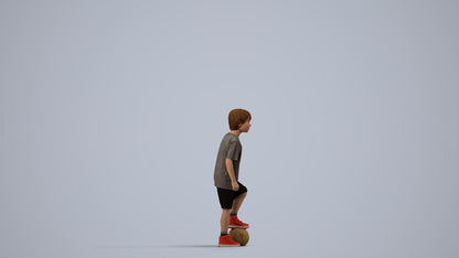 photogrammetry 3D boy casual kids, realistic human model archviz FBX, side view render