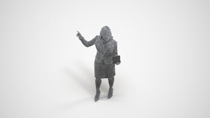 3D people model woman business, scanned human for 3ds Max rendering, wireframe three-quarter view