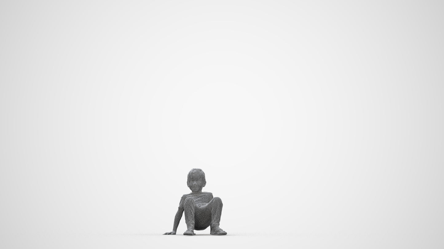realistic 3D boy casual kids, scanned archviz people for Blender and 3ds Max, wireframe back view