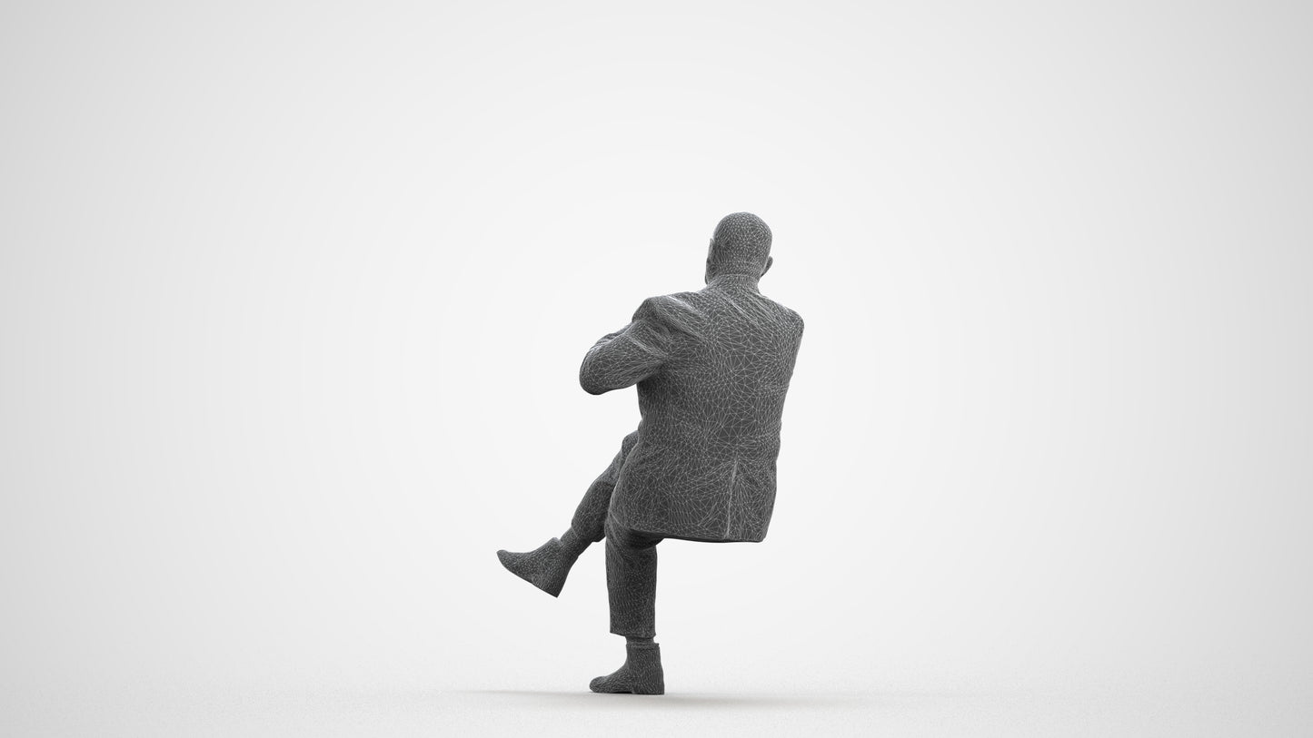 realistic 3D human senior man business mix, archviz people FBX OBJ for Blender, wireframe front view