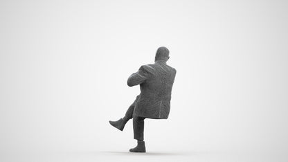 realistic 3D human senior man business mix, archviz people FBX OBJ for Blender, wireframe front view