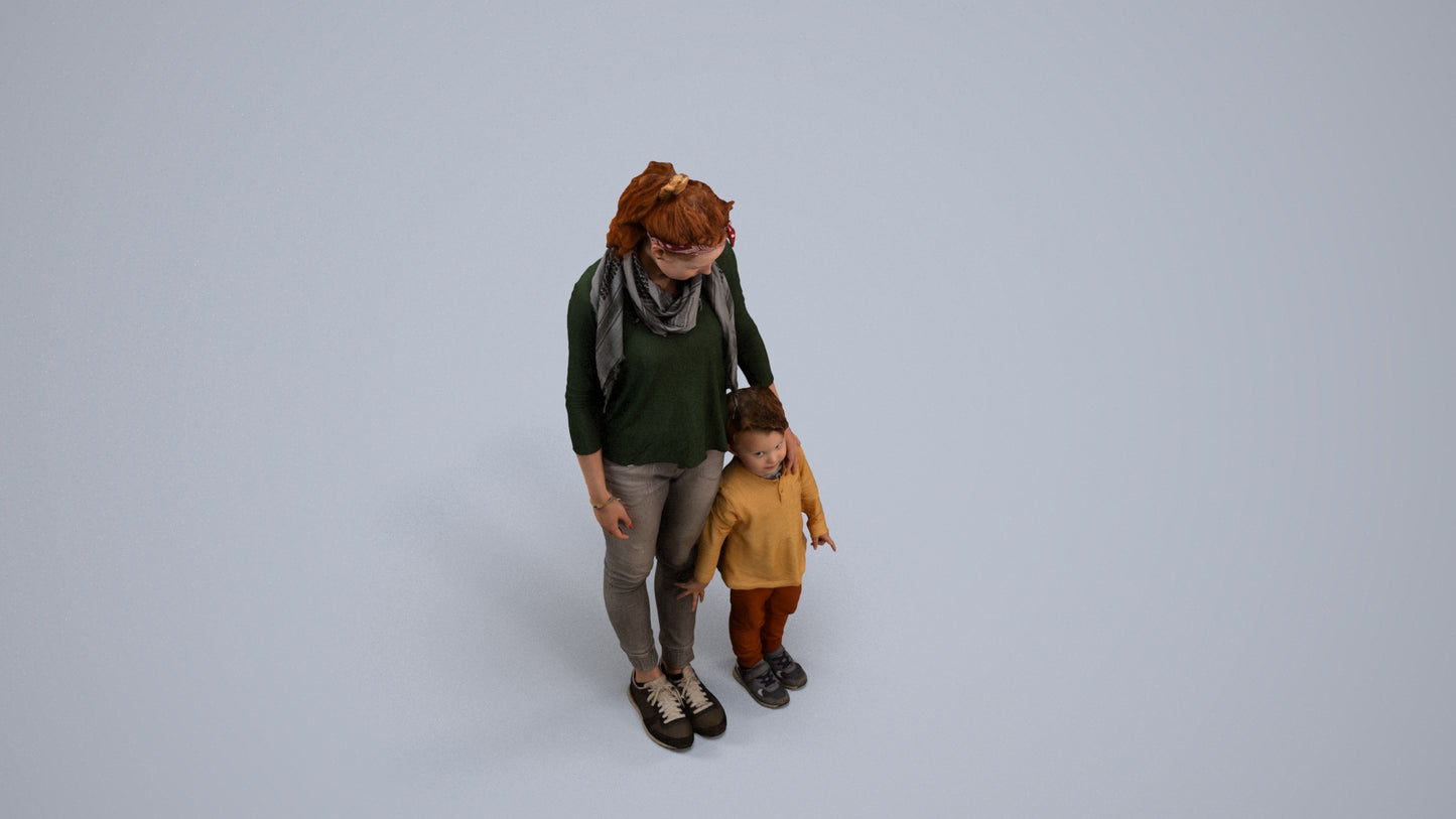 realistic 3D people girl casual kids, render-ready for V-Ray and Corona, FBX OBJ, back view render