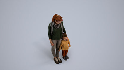 realistic 3D people girl casual kids, render-ready for V-Ray and Corona, FBX OBJ, back view render