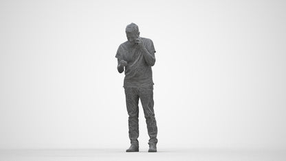 realistic 3D people senior man casual standing, render-ready for V-Ray and Corona, FBX OBJ, wireframe back view