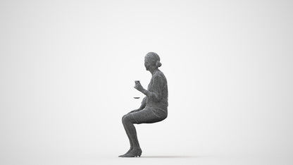 realistic 3D human senior woman casual sitting, archviz people FBX OBJ for Blender, square thumbnail
