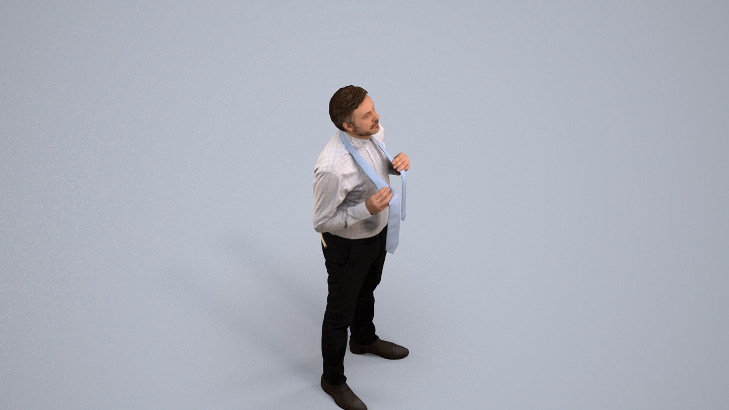 realistic 3D people man business mix, render-ready for V-Ray and Corona, FBX OBJ, back view render