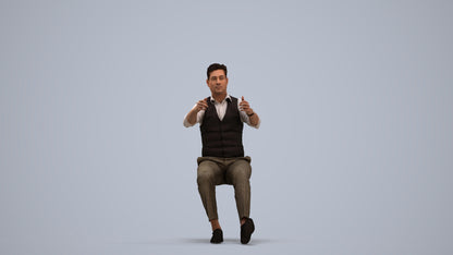 3D human model man casual driving, photogrammetry scanned person for archviz, standing pose render