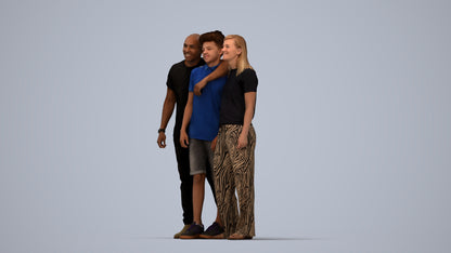 3D human model girl casual kids, photogrammetry scanned person for archviz, top-down view render