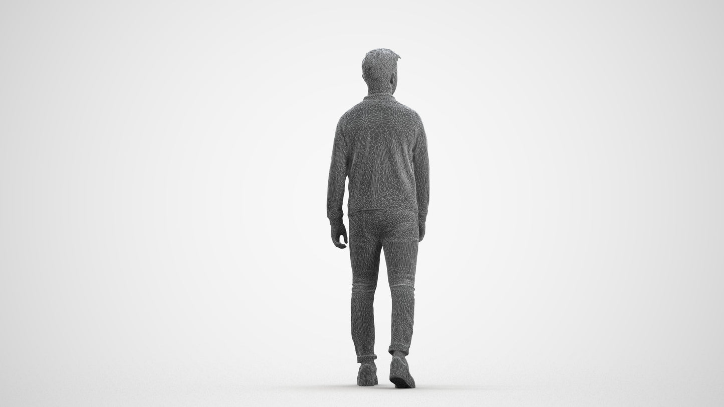 realistic 3D boy casual kids, scanned archviz people for Blender and 3ds Max, wireframe front view
