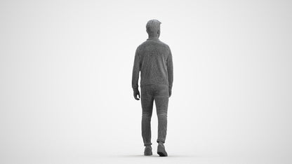 realistic 3D boy casual kids, scanned archviz people for Blender and 3ds Max, wireframe front view