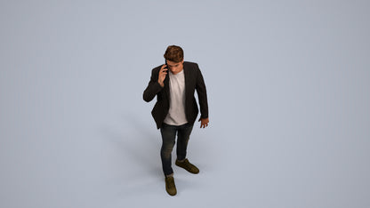 realistic 3D human man casual standing, archviz people FBX OBJ for Blender, back view render