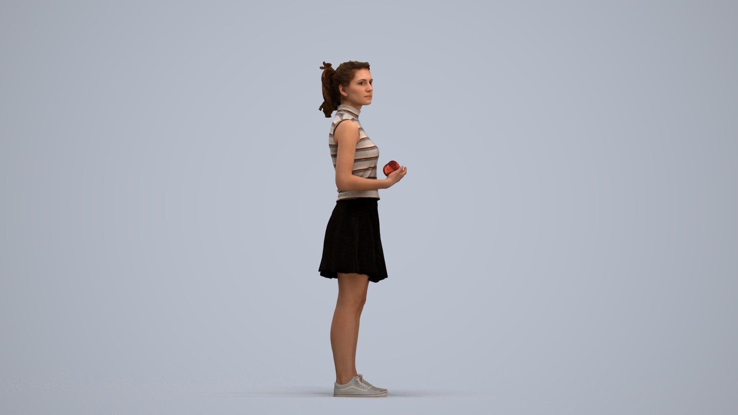 realistic 3D woman casual standing, scanned archviz people for Blender and 3ds Max, standing pose render