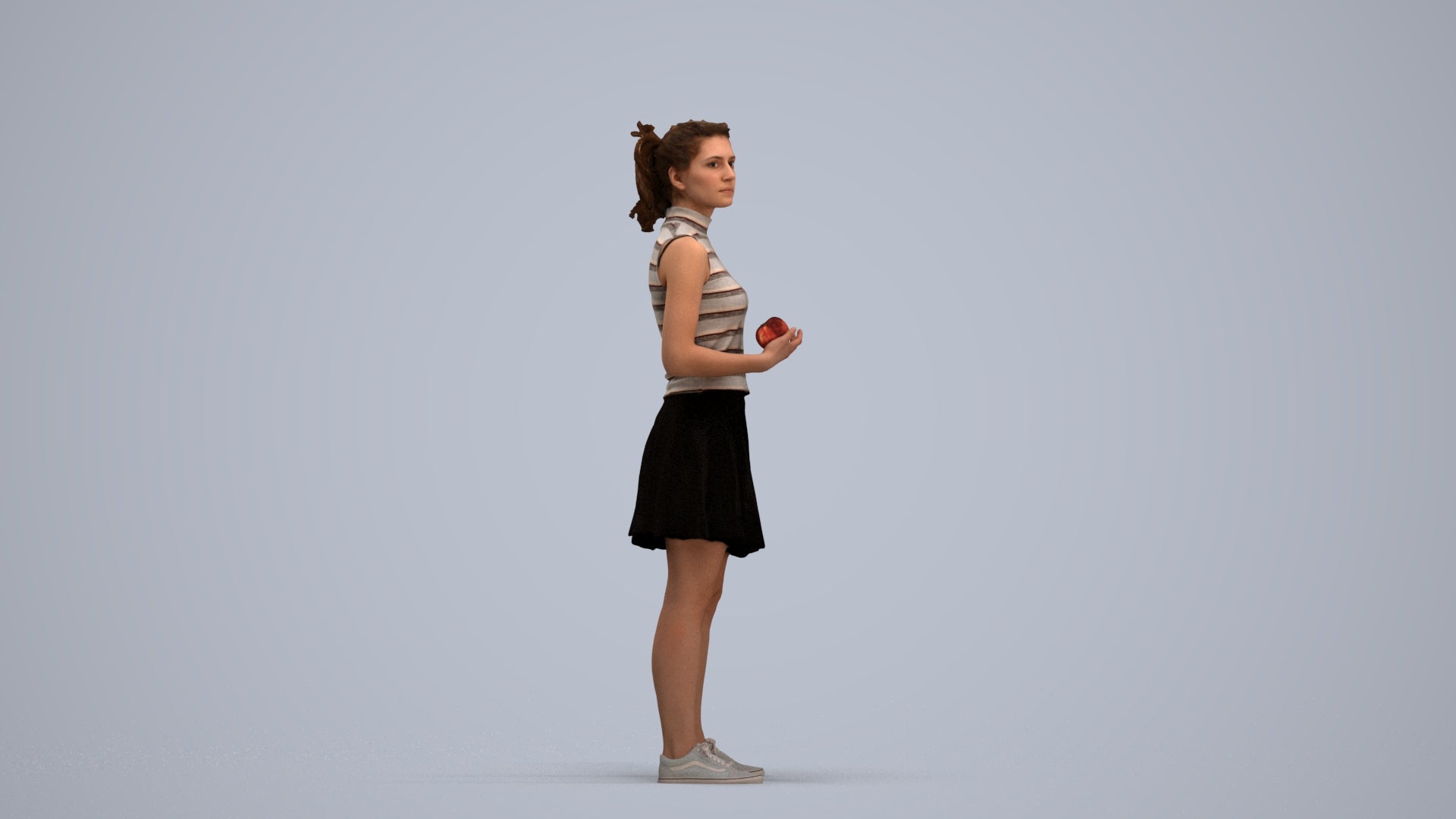 realistic 3D woman casual standing, scanned archviz people for Blender and 3ds Max, standing pose render