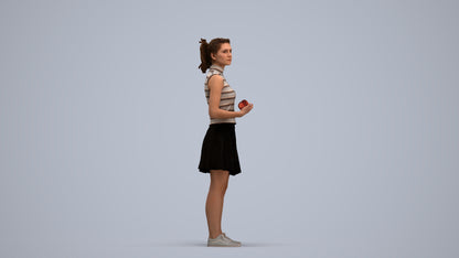 realistic 3D woman casual standing, scanned archviz people for Blender and 3ds Max, standing pose render