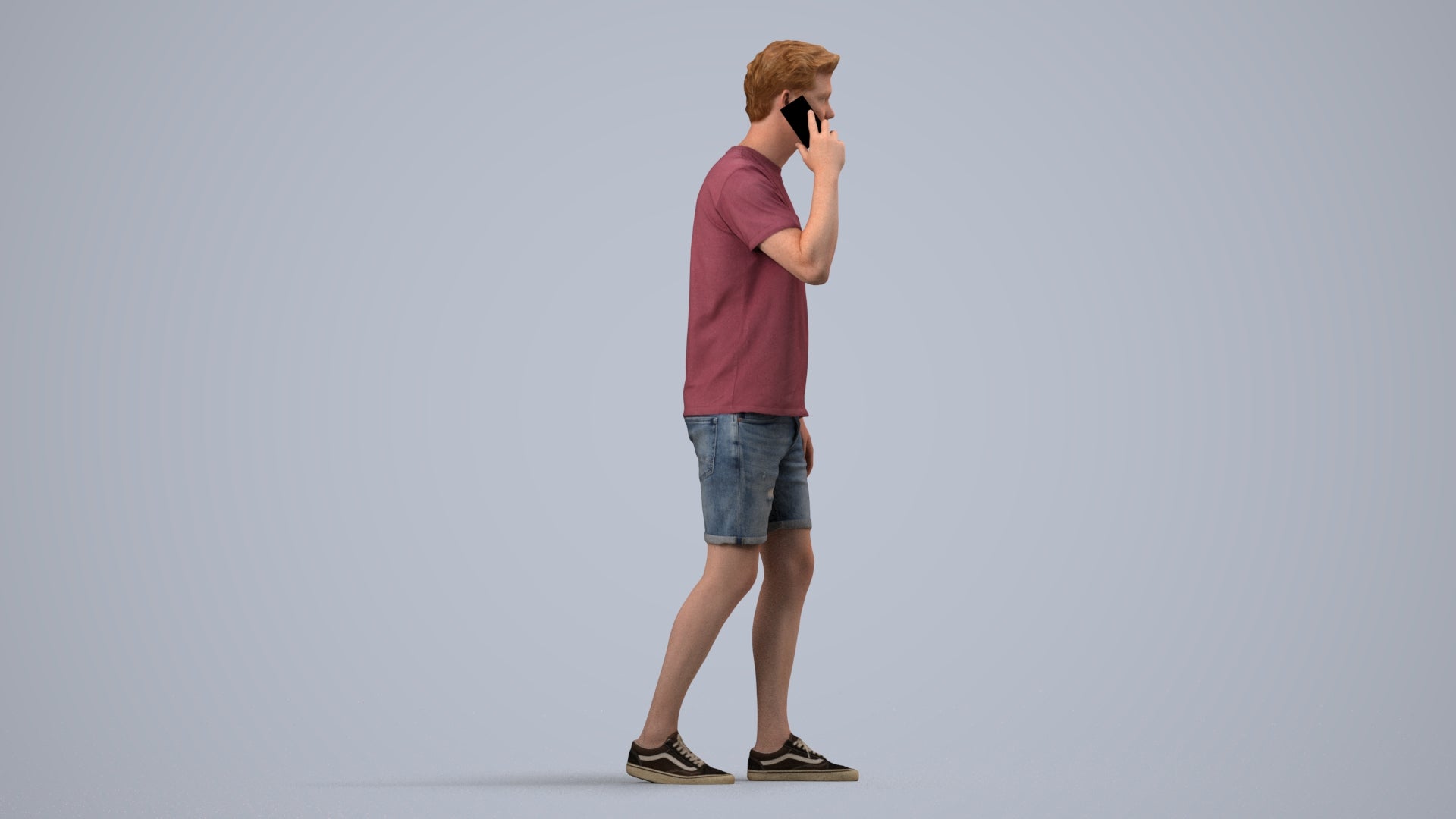realistic 3D people man casual walking, render-ready for V-Ray and Corona, FBX OBJ, side view render