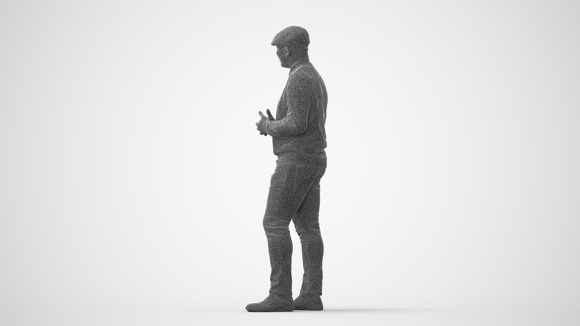 realistic 3D man casual standing, scanned archviz people for Blender and 3ds Max, square thumbnail