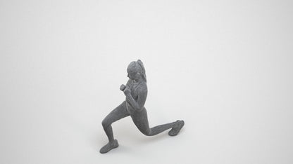 scanned 3D woman sport, photogrammetry people for Enscape and V-Ray, wireframe three-quarter view