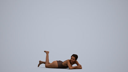 3D human model woman casual pool, photogrammetry scanned person for archviz, standing pose render