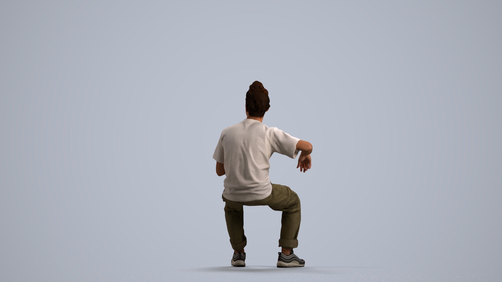 scanned 3D man casual sitting, photogrammetry people for Enscape and V-Ray, front view render