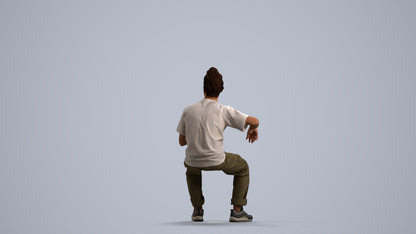 scanned 3D man casual sitting, photogrammetry people for Enscape and V-Ray, front view render