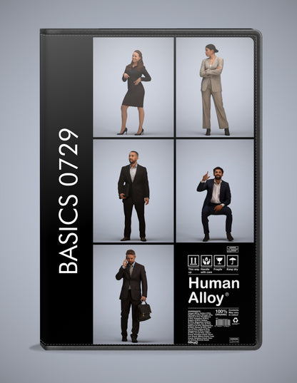 scanned 3D people business collection, 5 photogrammetry models for Enscape and V-Ray