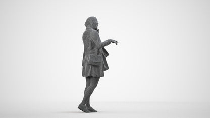 scanned 3D woman casual shopping, photogrammetry people for Enscape and V-Ray, wireframe side view