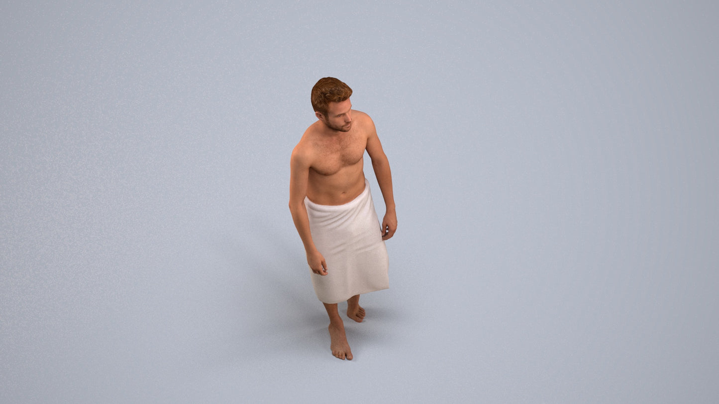 photogrammetry 3D man sport, realistic human model archviz FBX, back view render