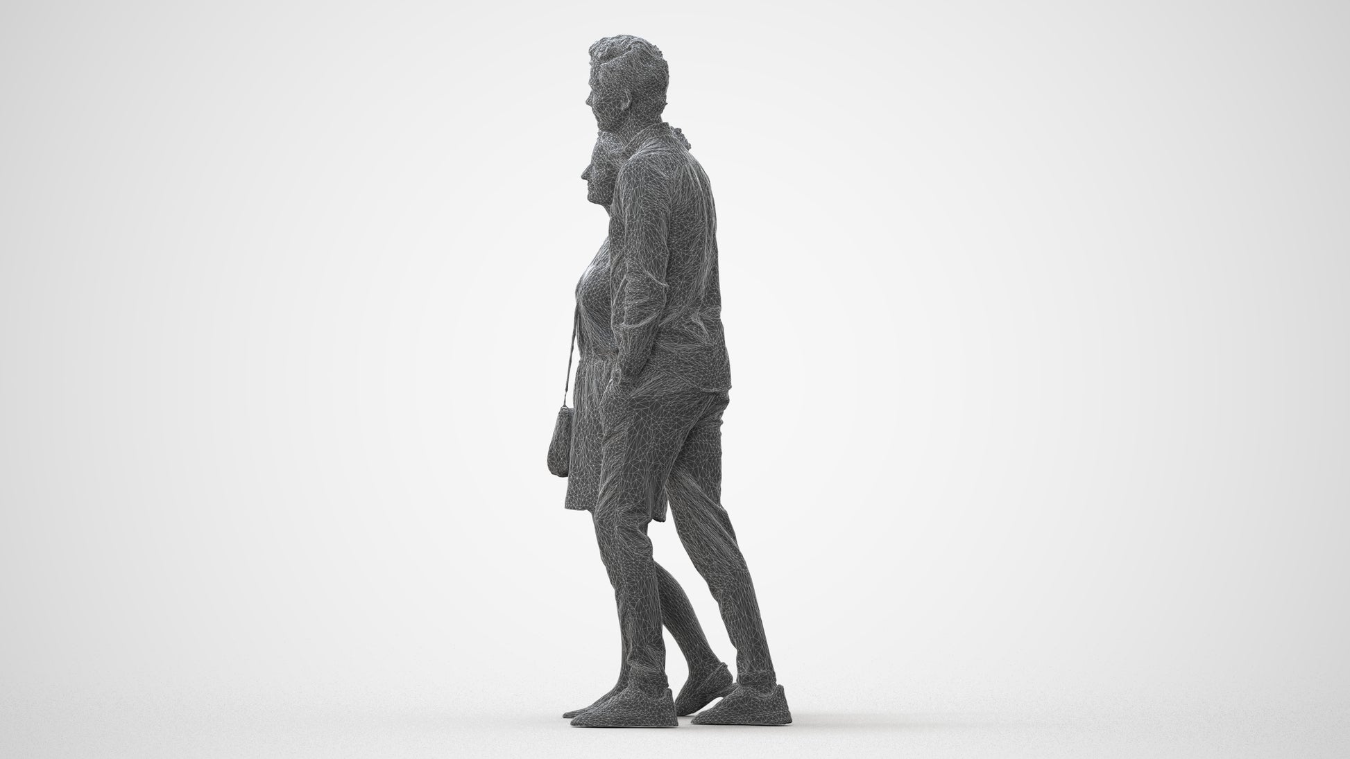 realistic 3D people woman casual couple, render-ready for V-Ray and Corona, FBX OBJ, square thumbnail