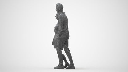 realistic 3D people woman casual couple, render-ready for V-Ray and Corona, FBX OBJ, square thumbnail