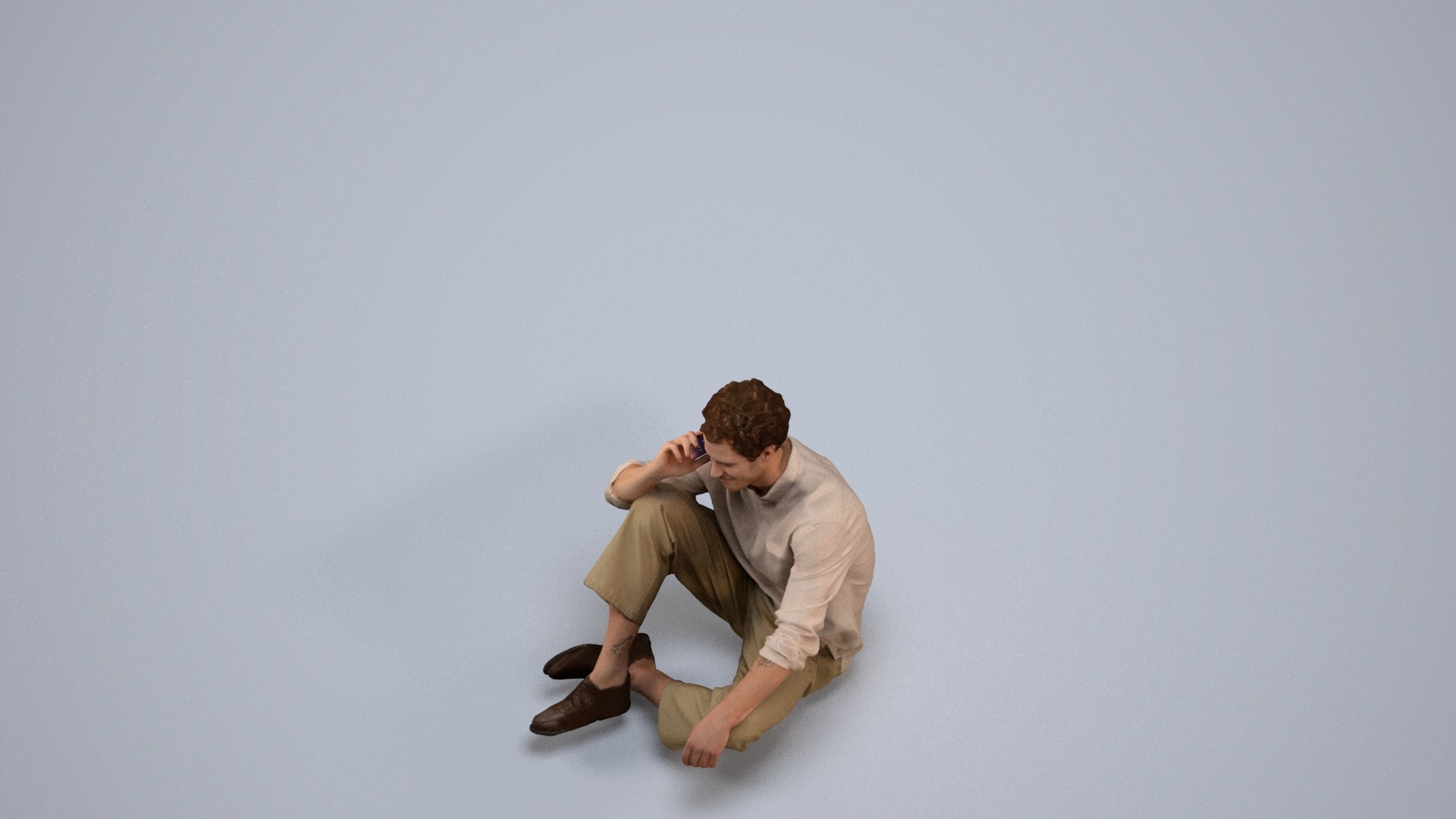 realistic 3D people man casual sitting, render-ready for V-Ray and Corona, FBX OBJ, back view render